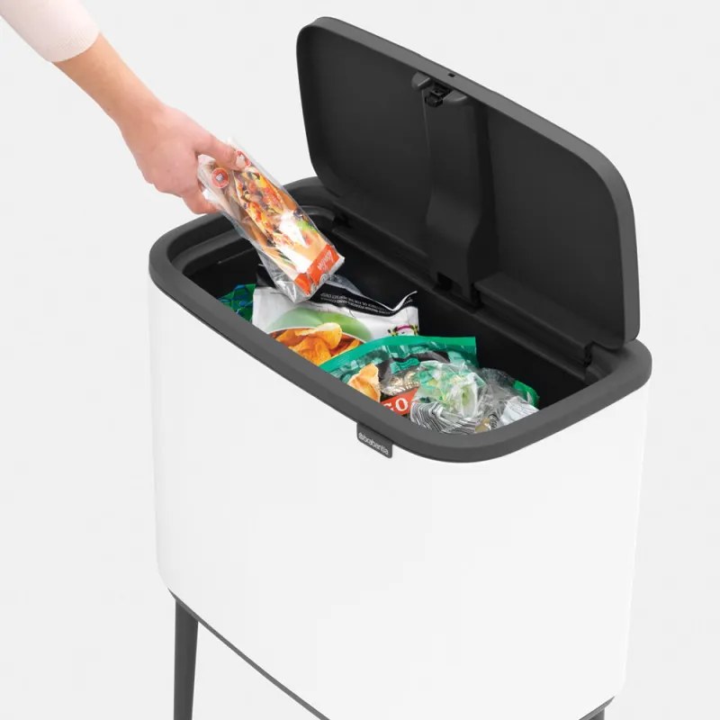 Cos de gunoi Brabantia Bo Touch 651110, 11+23 L, Deschidere lina si silentioasa, Deschidere mare, Alb