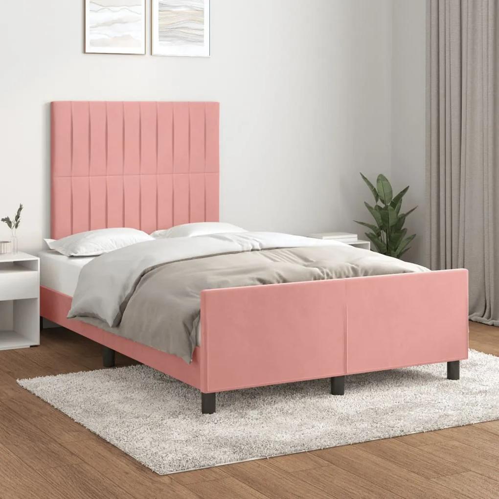 3125872 vidaXL Cadru de pat cu tăblie, roz, 120x200 cm, catifea