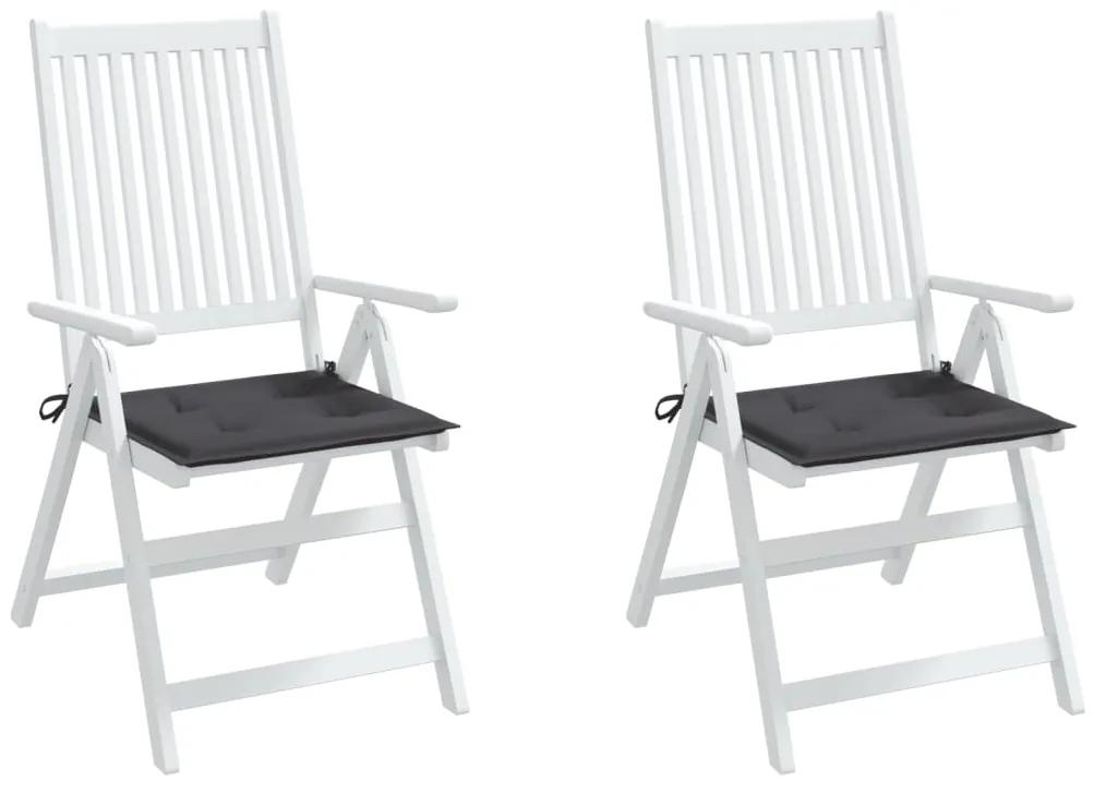 Perne scaun de gradina, 2 buc., antracit, 40x40x3 cm, textil 2, Antracit, 40 x 40 x 3 cm