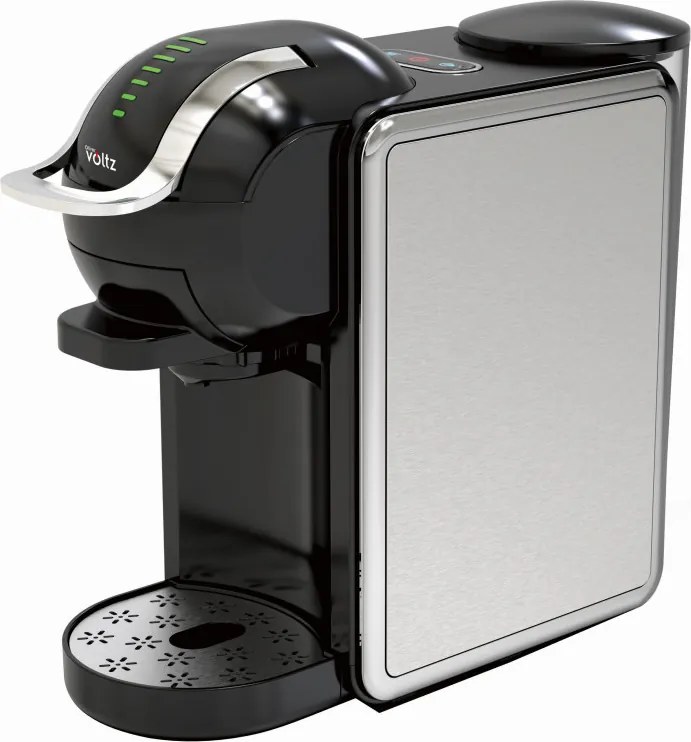 La mâna a doua: Espressor 8in1 Oliver Voltz OV51171K8R, 1450W, 0.8 L, 5 adaptoare, 19 bar, Cafea macinata si capsule, Negru/Argentiu