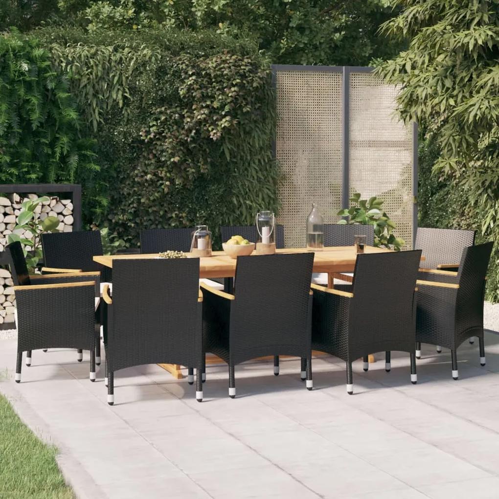 3103590 vidaXL Set mobilier de grădină cu perne, negru, 11 piese