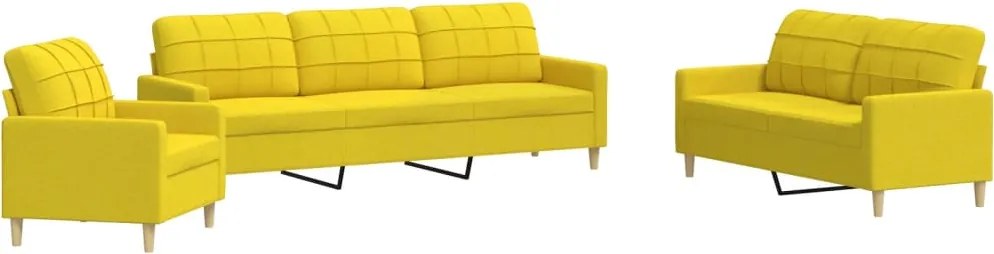 vidaXL Set de canapele, 3 piese, galben deschis, textil