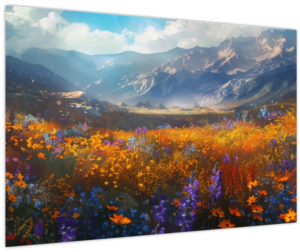 Tablou - Peisaj montan pictat II. (90x60 cm)