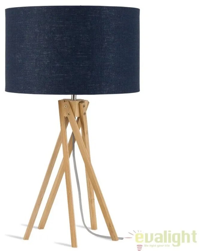 Lampa de masa realizata din materiale naturale, durabile si ecologice, KILIMANJARO/T albastru