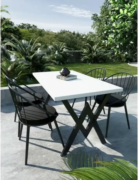 Set Masa Bucatarie cu 4 Scaune ,  Alb,120x80x75 cm, 30409SET