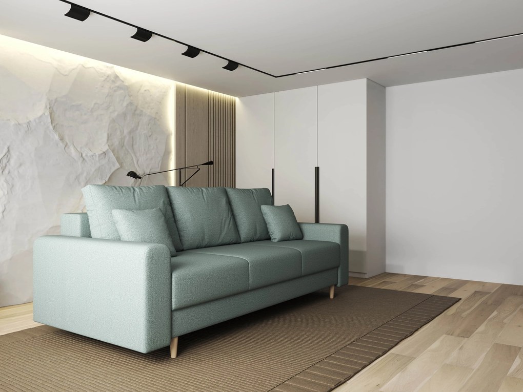 Canapea extensibilă dumonde cu ladă de depozitare si sezut confortabil din spuma high-density, Kronos Enjoy Mint 210x100 cm