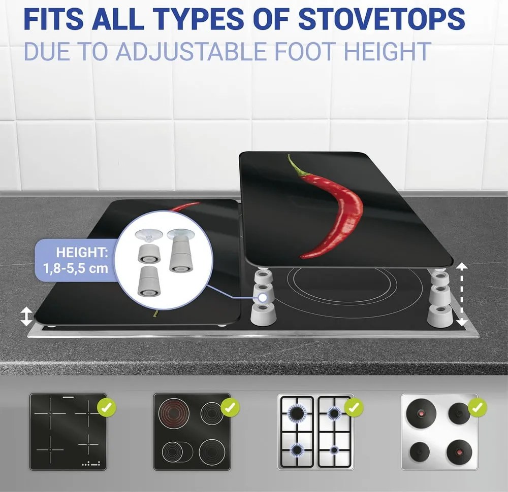 Set 2 protecții din sticlă pentru aragaz Wenko Peperoni, 52 x 30 cm