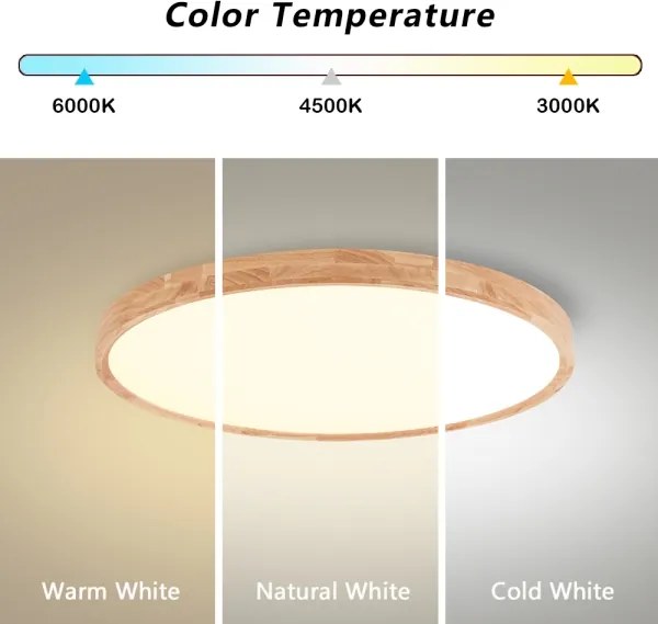 Brilagi - Plafonieră LED WOODROUND, 40W, 230V, 3000/4000/6000K, Ø 60 cm