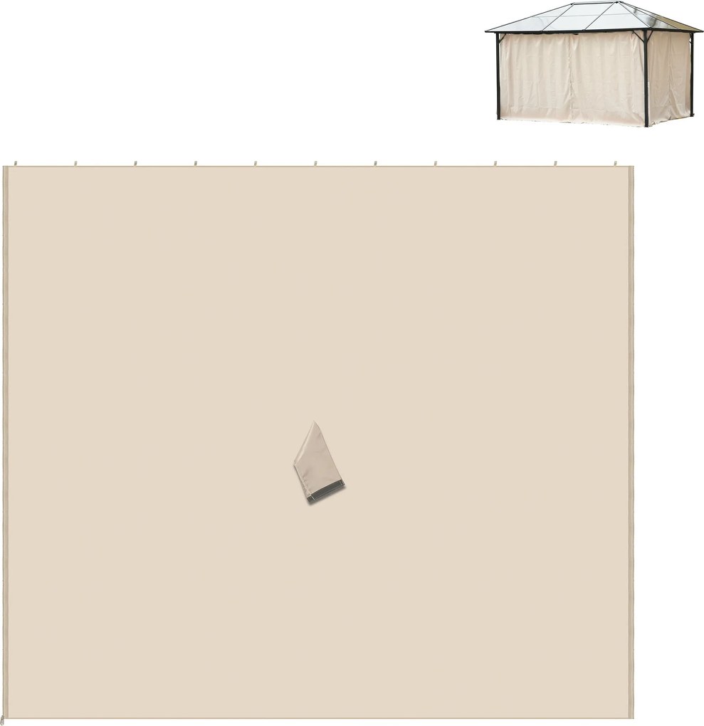 Outsunny 4 perdele de rezervă pentru pavilioane 3x3m, rezistente, pentru stâlpi și șine glisante, fermoar dublu, bej | Aosom Romania