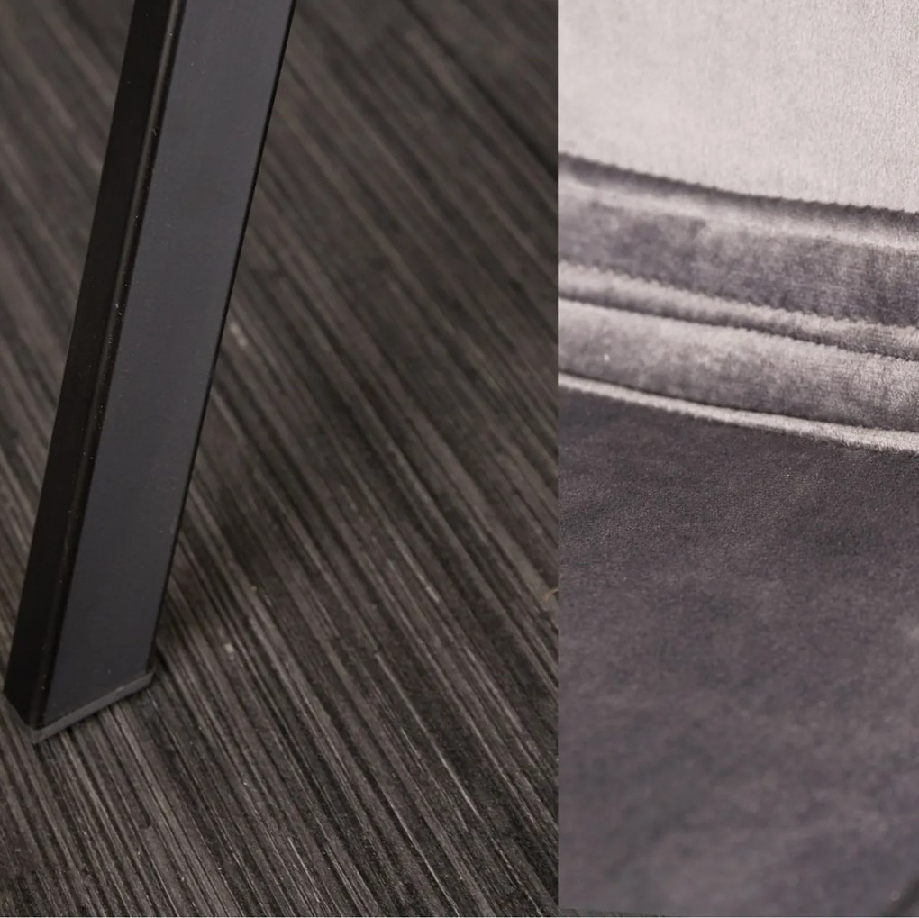 Set de 4 scaune industrial retro Amsterdam, catifea gri inchis A-39920 VC