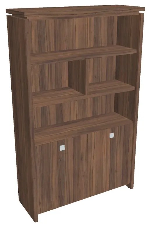 Dulap înalt Verno 128 x 46 x 210 cm, cu rafturi, nuc