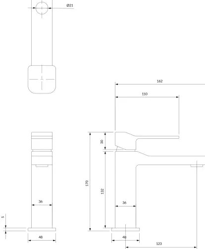 Baterie de lavoar OMNIRES SL7710GR SLIDE 17 cm grafit periat