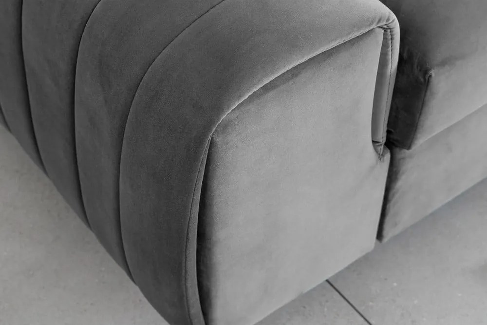 Canapea gri deschis extensibilă cu tapițerie din catifea 261 cm Laurence – ELTAP