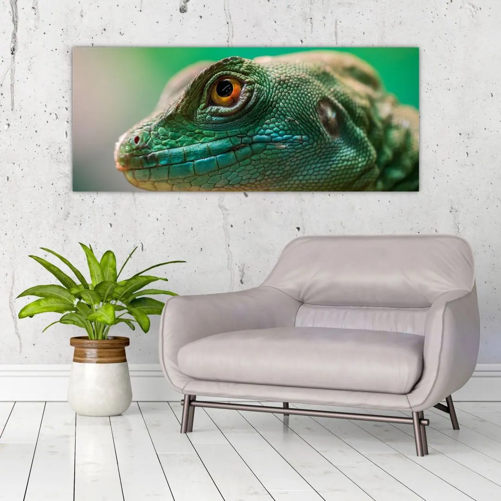 Tablou detailat cu o șopârlă (120x50 cm)
