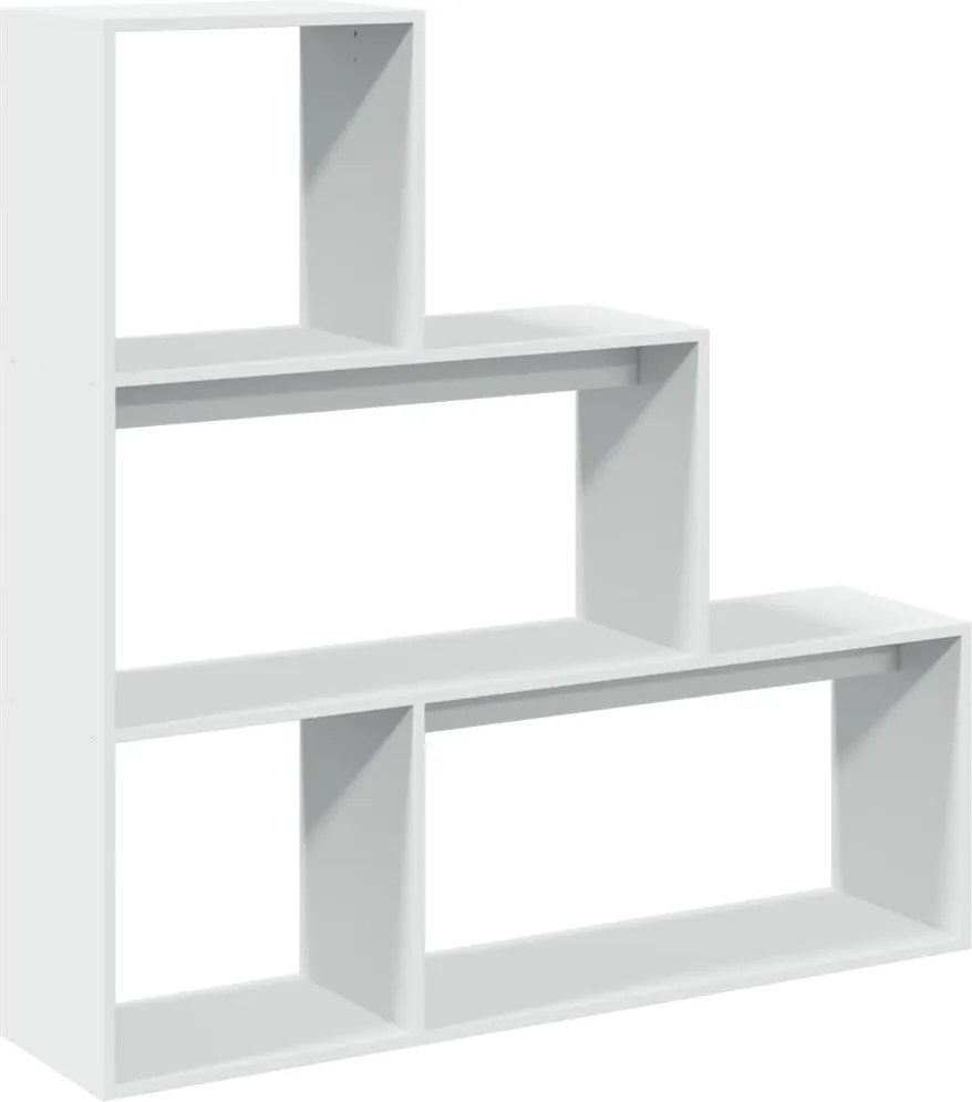 vidaXL Bibliotecă/separator cameră 3 niveluri, alb, 123x29x123 cm lemn