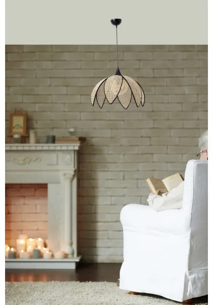Lustră suspendată pe cablu FUME, 1xE27/40W/230V, Ø 40 cm, negru/bej