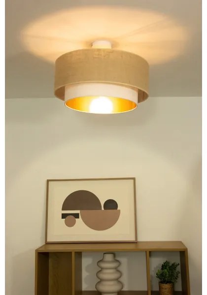 Plafonieră aplicată SARTA, 1xE27/60W/230V, Ø45 cm, alb/jută