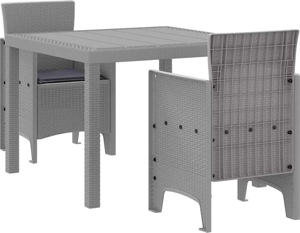 vidaXL Set de masă pentru grădină 3 pcs Gri deschis Polipropilenă