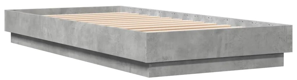 839605 vidaXL Cadru de pat, gri beton, 90x200 cm, lemn prelucrat