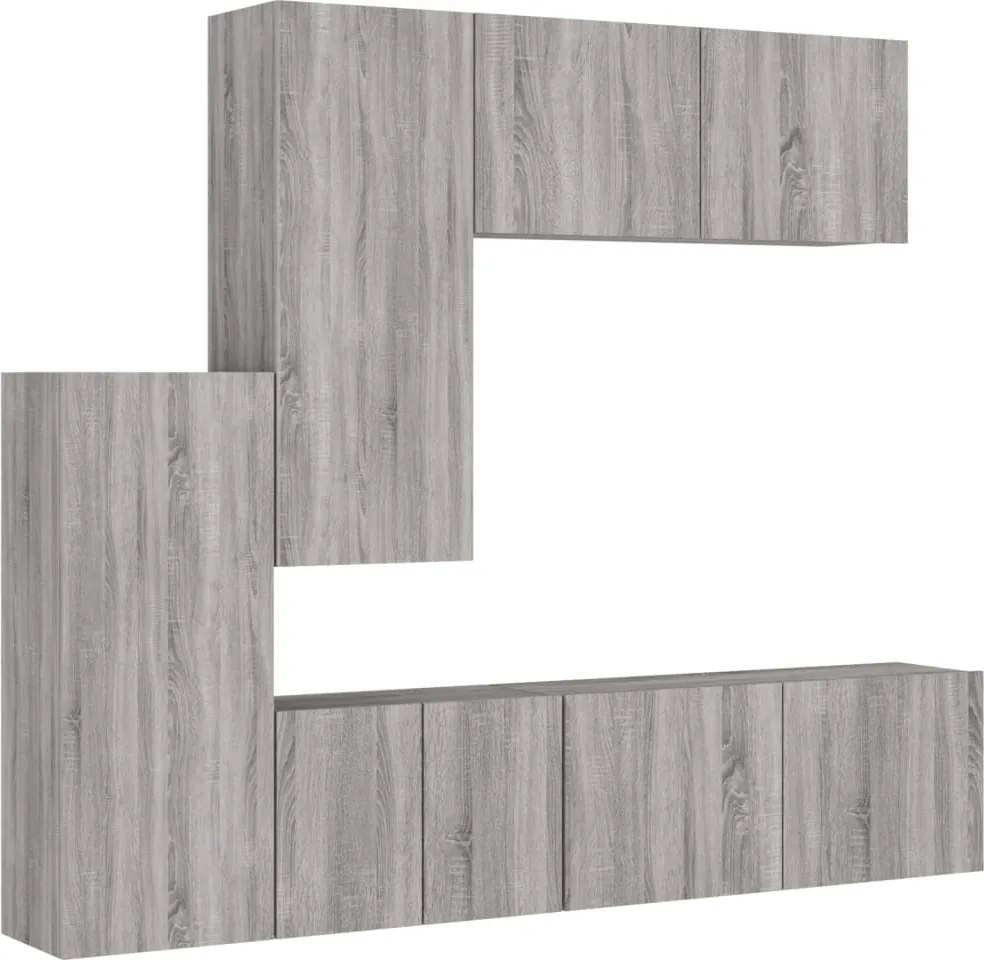 vidaXL Unități TV de perete, 5 piese, gri sonoma, lemn prelucrat