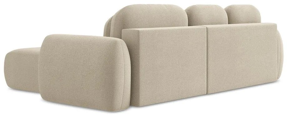 Colțar maro deschis extensibil/cu spațiu de depozitare cu tapițerie din țesătură bouclé (cu colț pe partea dreaptă/cu șezlong) Pele – Makamii