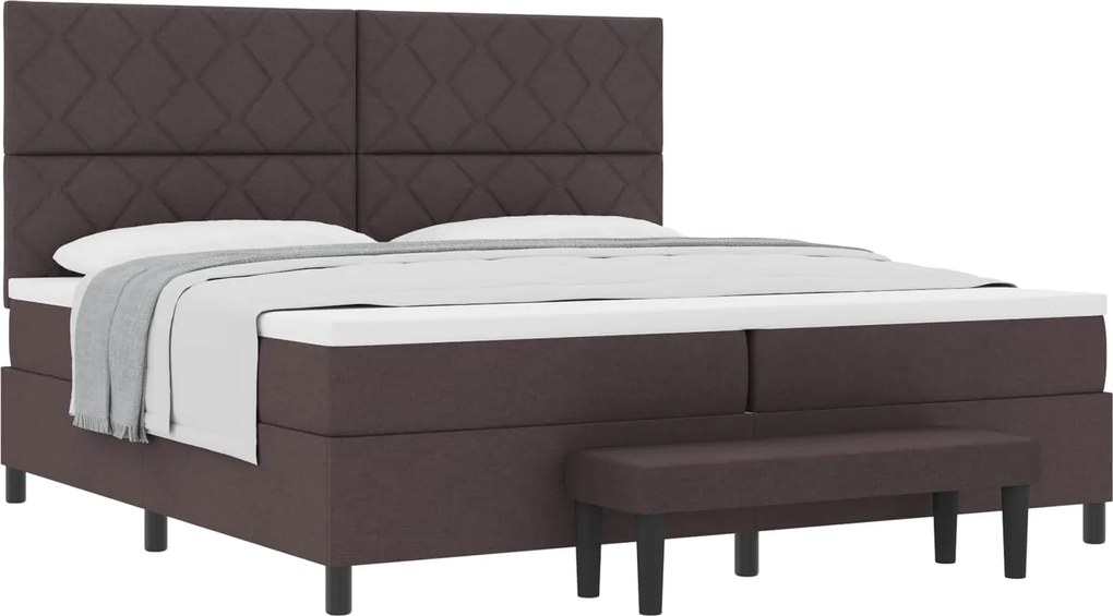 vidaXL Pat cu arcuri cu saltea Maro închis 200 x 200 cm țesătură