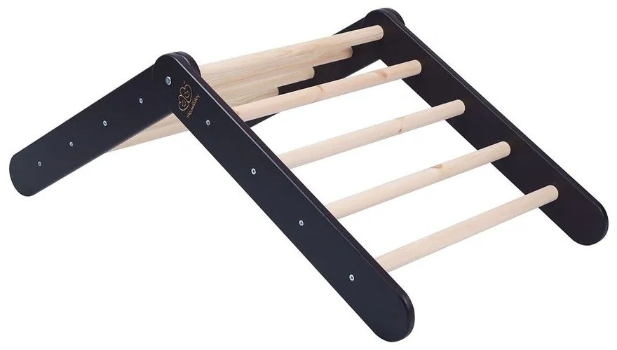 Triunghi Pikler de cățărat negru din lemn de pin 46x87x60 cm Montessori – Meowbaby