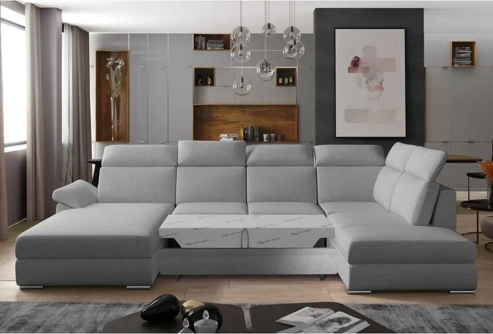 Colțar gri deschis extensibil (cu colț pe partea dreaptă/în formă de "U") Evanell – ELTAP