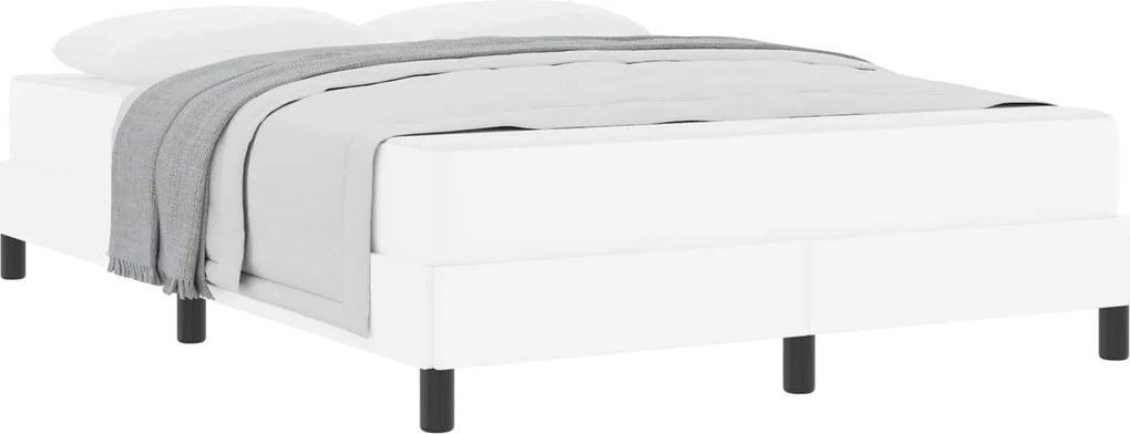 vidaXL Cadru de pat cu saltea Alb pur 140 x 190 cm țesătură