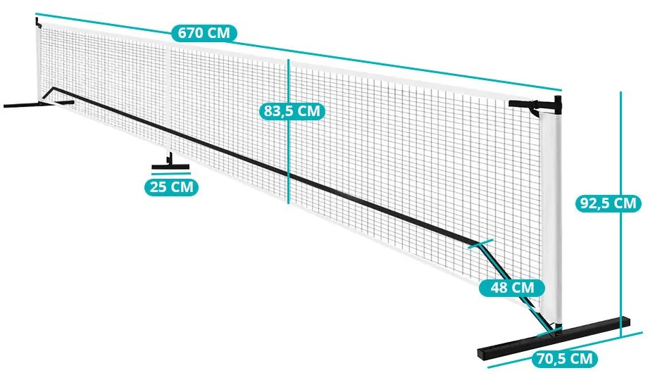 Plasă de pickleball portabilă cu husă de transport
