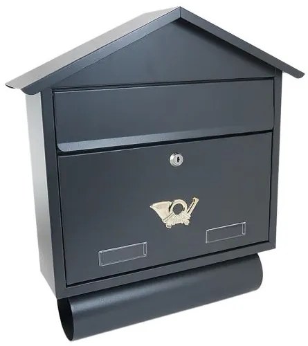 Cutie postala, cu loc pentru ziar, grafit, format C4, 43x12x48 cm, Damech
