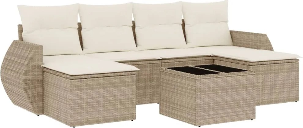 vidaXL Set canapele de grădină, 7 piese, cu perne, bej, poliratan