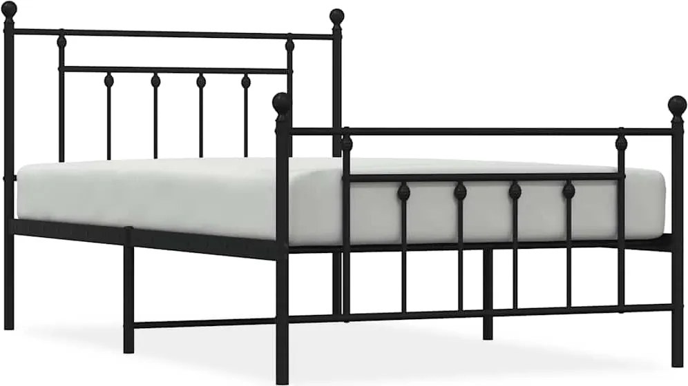 vidaXL Cadru pat metalic cu tăblii de cap/picioare, negru, 100x200 cm