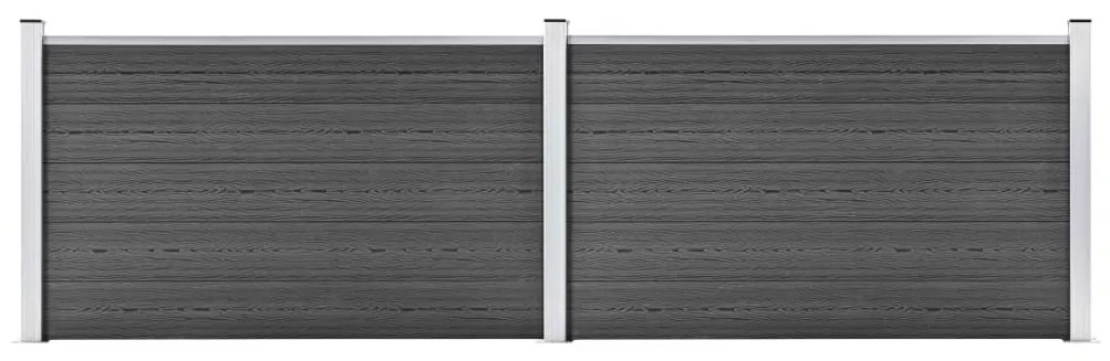 vidaXL Set de panouri de gard, negru, 353 x 105 cm, WPC