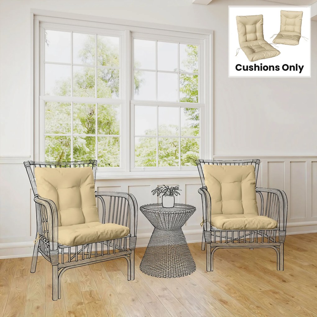 Outsunny Set 2 Perne pentru Scaune de Exterior cu Curele de Fixare, Perne Imbottite din Poliester și Bumbac, pentru Șezlonguri, Fotolii, 50x120x8 cm, Bej | Aosom Romania