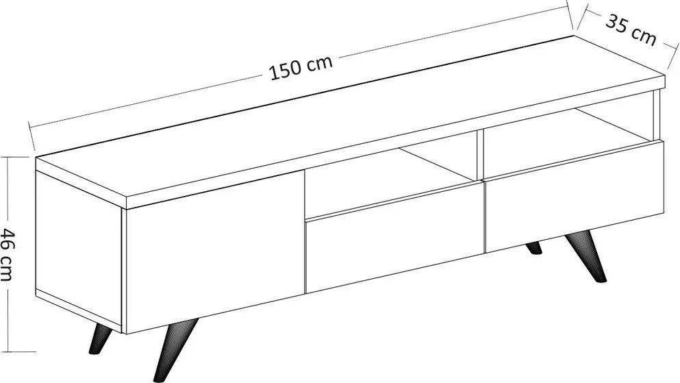 Comoda TV, Hanah Home, Brüksel, 150x46x35 cm, Stejar / Alb