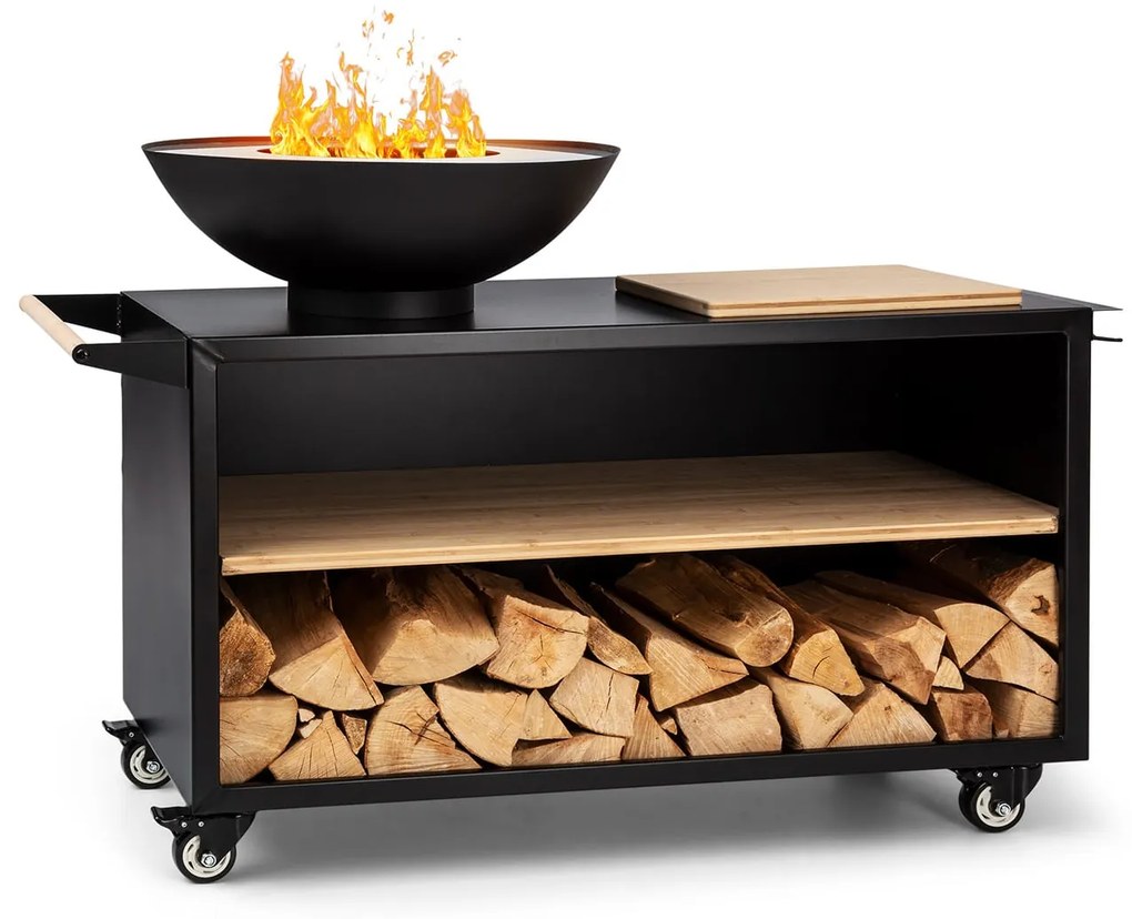 Savage 2.0 Wide, ohnisko s grilom, bambusová doska na krájanie, ochranný kryt