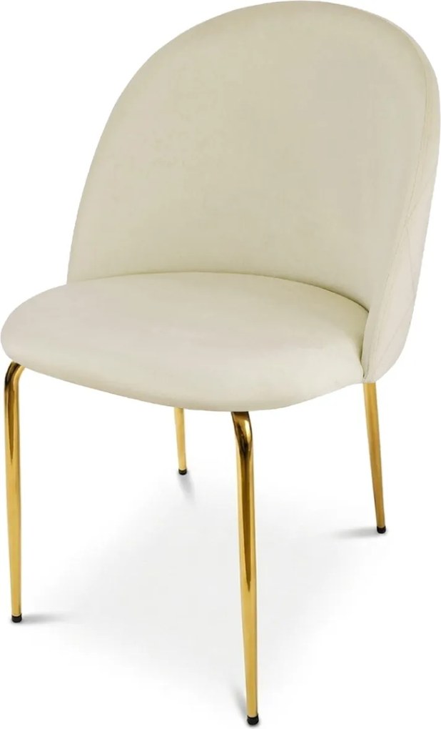 Scaun bucatarie INCA VELVET din catifea cu picioare aurii, crem