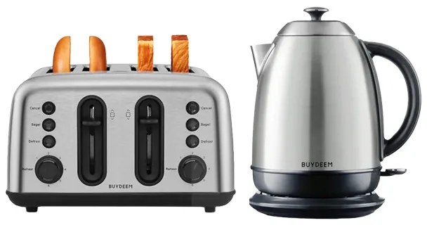 Cana electrica BUYDEEM K640, 2400W, 1,7 L, Protectie, Fara BPA, Otel inoxidabil, LED, Inox