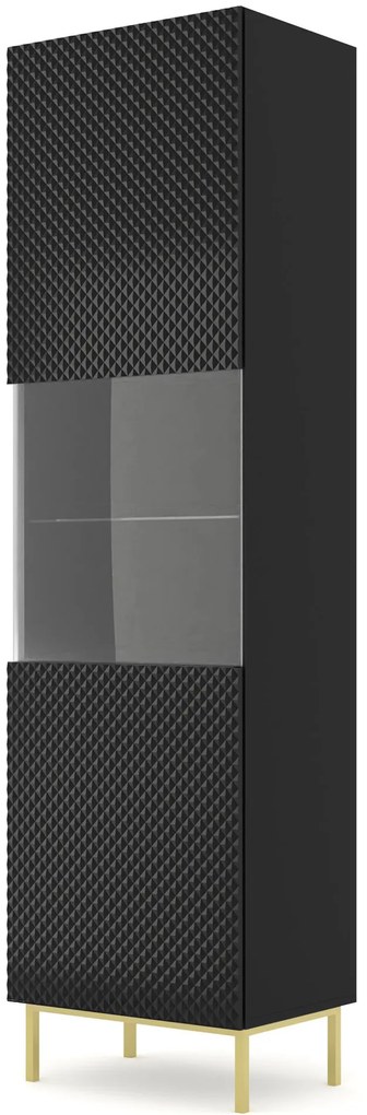 Vitrină C 1DS Rowanna (Negru lucios + Auriu). 1125058