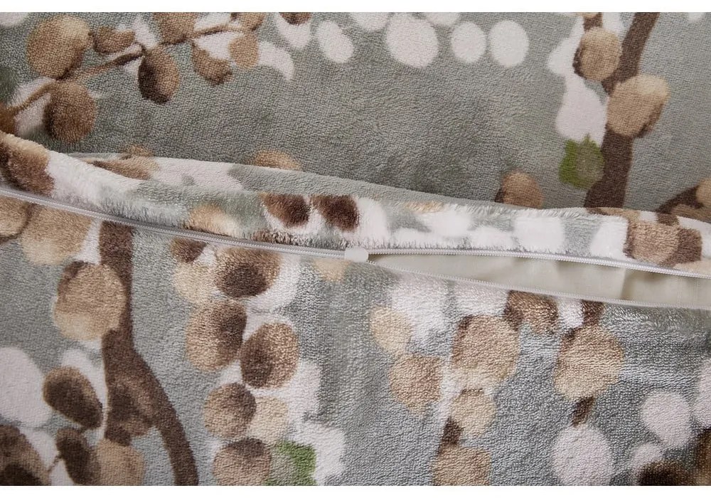 Lenjerie de pat gri din micropluș/cocolino pentru pat de o persoană 140x200 cm Branches – My House