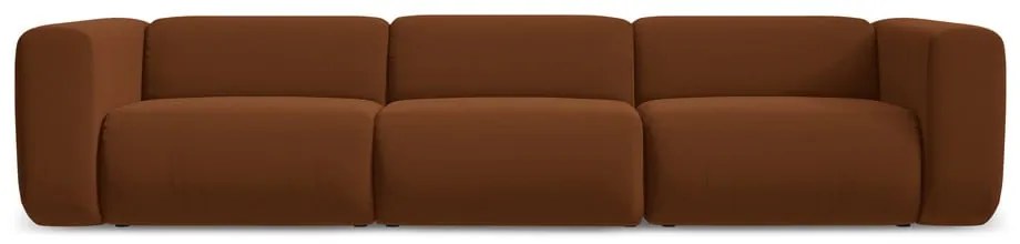 Canapea portocalie/maro cu tapițerie din catifea 319 cm Ekahi – Makamii