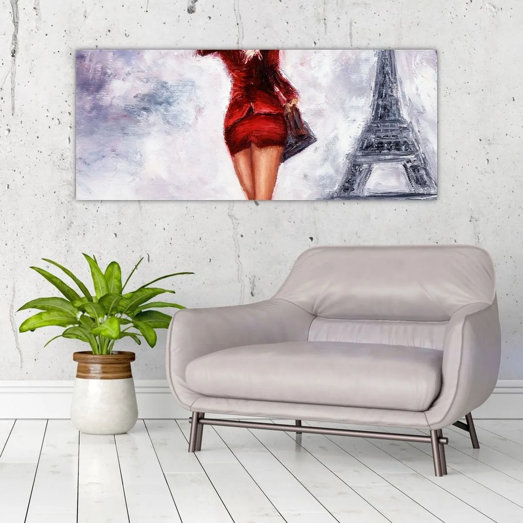 Tablou - Femeie și Turnul Eiffel (120x50 cm)