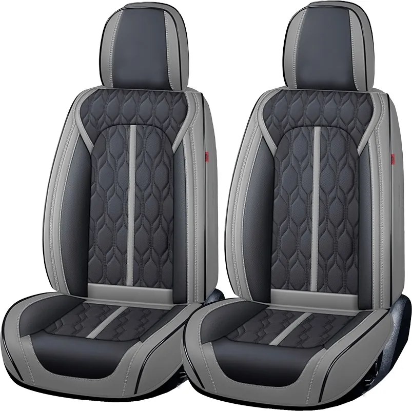 Huse auto premium 5 locuri Carguard Deluxe piele ecologica perforata - gri - negru