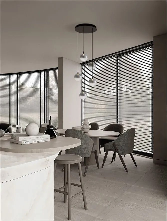 Lustra moderna cu 5 pendule LED, Metal, Sticla, Fumuriu, ORENDA