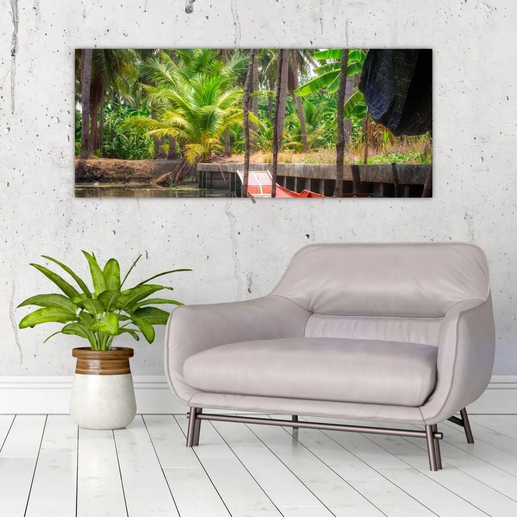Tablou - Nava din lemn în canal , Thailand (120x50 cm)