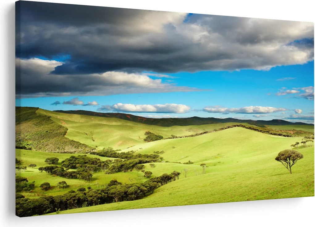 Tablou - Peisaj verde cu dealuri (90x60 cm)