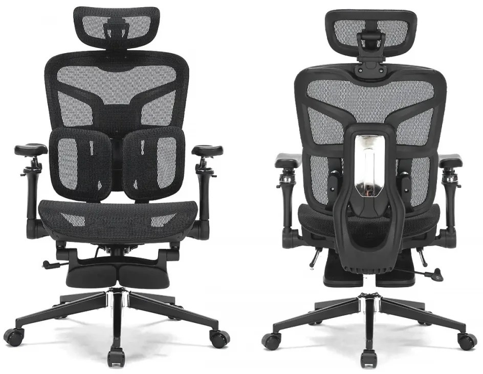 RESIGILAT- Scaun ergonomic premium DeluxStar T9 – cotiere 6D ultra moi, suport lombar adaptiv, spătar reglabil pe inaltime, tetiera 4D, mecanism multifunctional inclinare/blocare, pivotant, Mesh, Negru