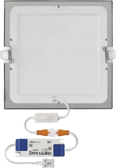 Plafonieră LED încastrată NEXXO LED/18W/230V 3000/3500/4000K, argintie, 22,5 x 22,5 cm