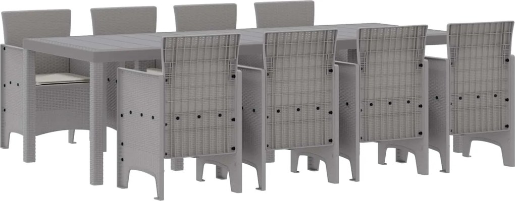 vidaXL Set de masă pentru grădină 9 pcs Gri deschis Polipropilenă